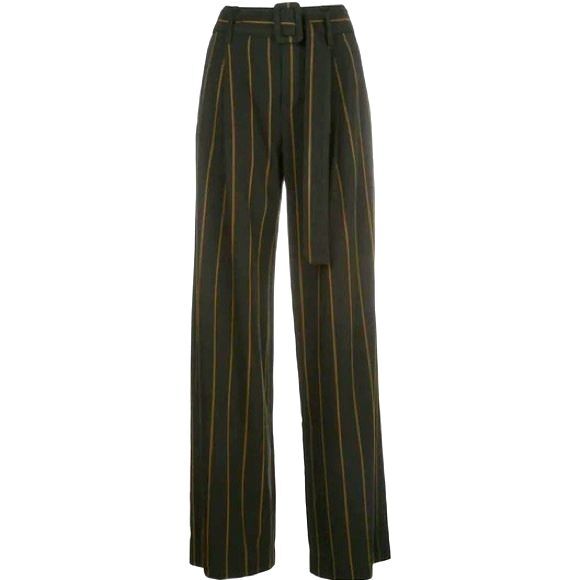 Vince High Waisted Striped Wide Leg Trouser Pants 0 - Picture 1 of 14